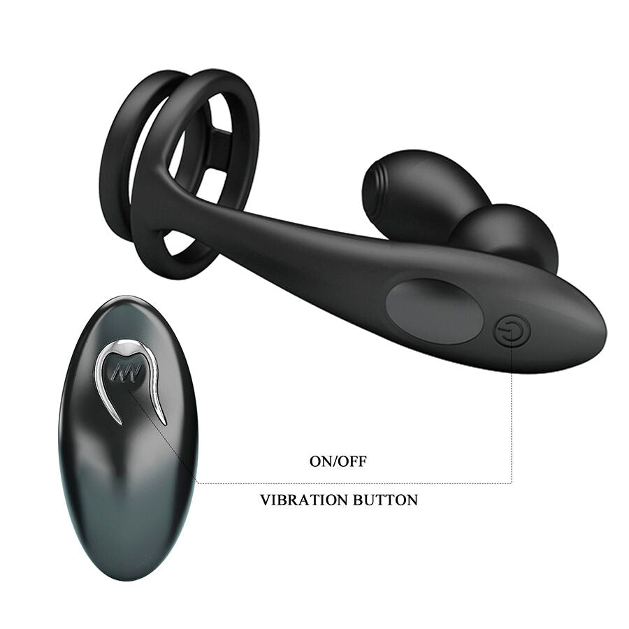 MR PLAY - ANILLO PARA PENE CON PLUG ANAL CON VIBRACIÓN CONTROL REMOTO - OMerotics