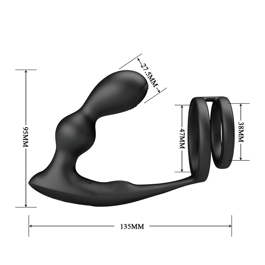 MR PLAY - ANILLO PARA PENE CON PLUG ANAL CON VIBRACIÓN CONTROL REMOTO - OMerotics