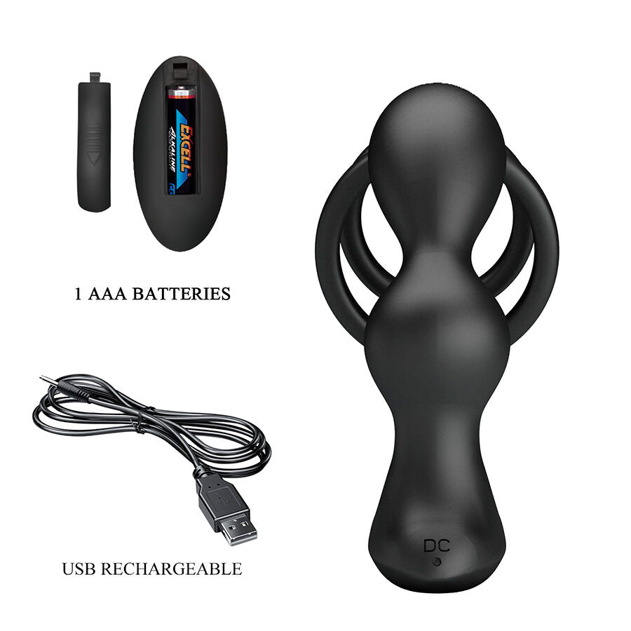 MR PLAY - ANILLO PARA PENE CON PLUG ANAL CON VIBRACIÓN CONTROL REMOTO - OMerotics