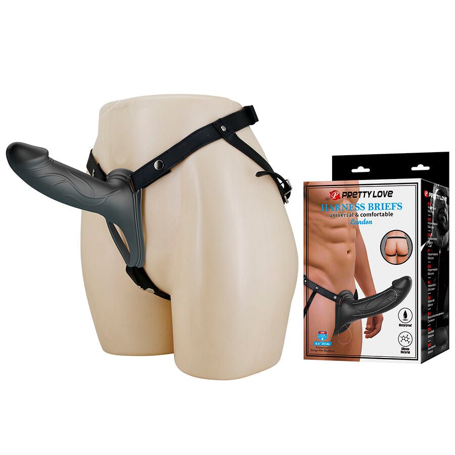 PRETTY LOVE - LANDON STRAP-ON CON VIBRACIÓN NEGRO - OMerotics