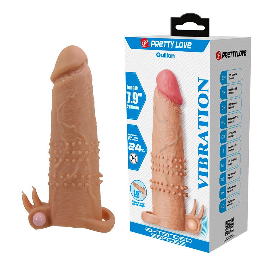 PRETTY LOVE - QUILLON FUNDA PARA PENE CON ESTIMULADOR DE CLÍTORIS Y VIBRACIÓN - OMerotics