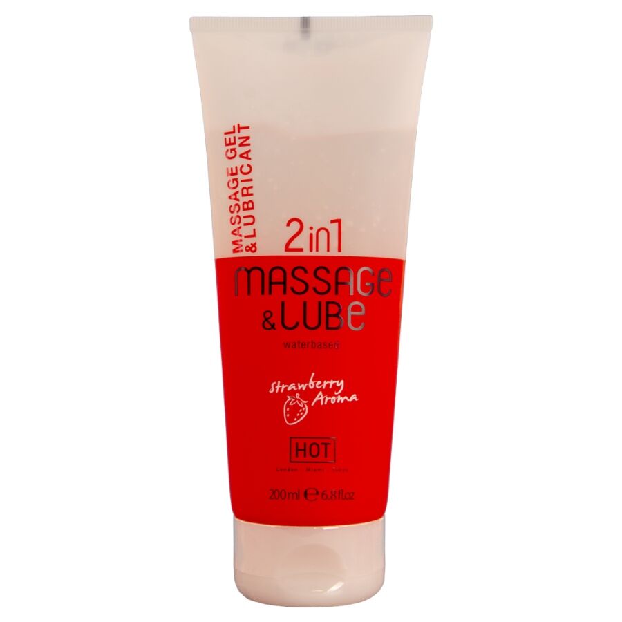 HOT - MASSAGE & GLIDE GEL 2 EN 1 FRESA 200 ML - OMerotics