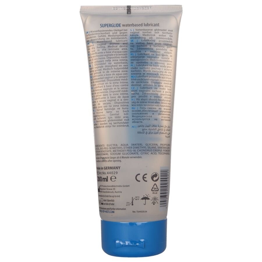 HOT - SUPERGLIDE LIQUID PLEASURE LUBRICANTE BASE AGUA 200 ML - OMerotics