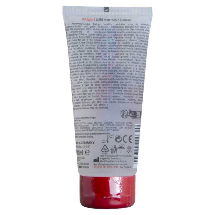 HOT - WARMING GLIDE LIQUID PLEASURE LUBRICANTE BASE AGUA EFECTO CALOR 100 ML - OMerotics