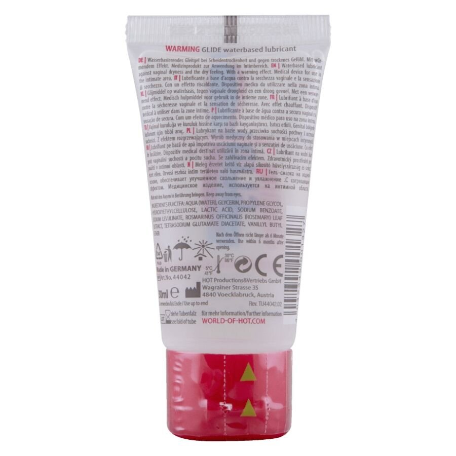 HOT - WARMING GLIDE LIQUID PLEASURE LUBRICANTE BASE AGUA EFECTO CALOR 30 ML - OMerotics
