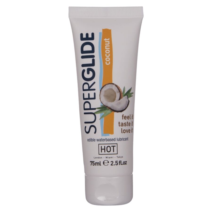HOT - SUPERGLIDE LUBRICANTE COMESTIBLE BASE AGUA COCO 75 ML - OMerotics