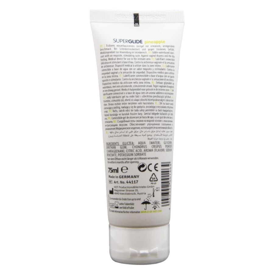HOT - SUPERGLIDE LUBRICANTE COMESTIBLE BASE AGUA PIÑA 75 ML - OMerotics