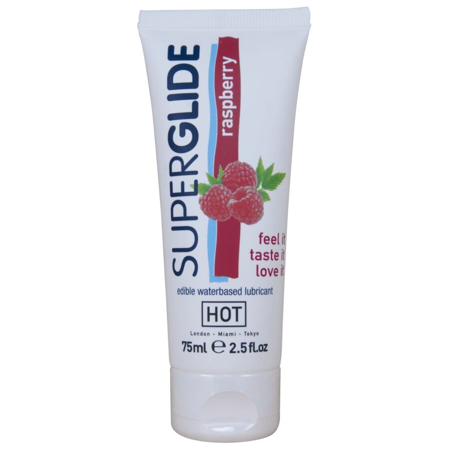 HOT - SUPERGLIDE LUBRICANTE COMESTIBLE BASE AGUA FRAMBUESA 75 ML - OMerotics