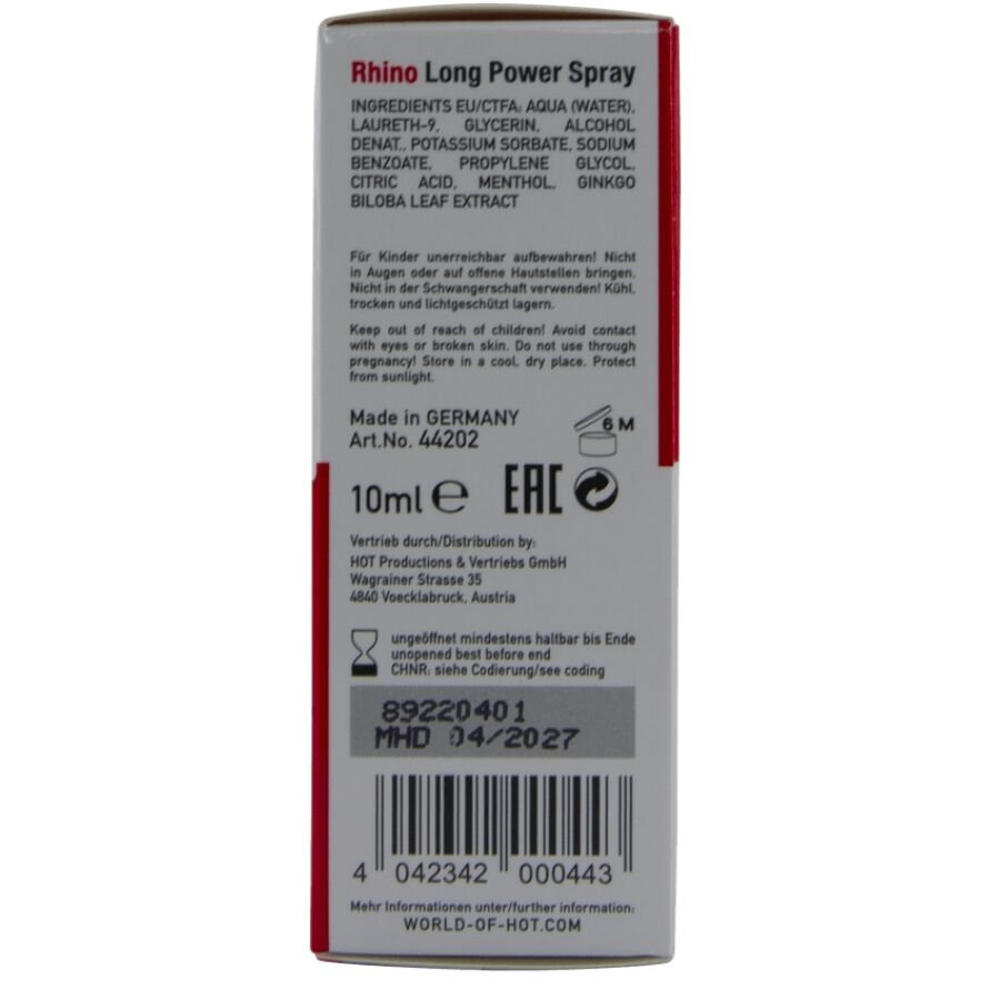 HOT - RHINO LONG POWER SPRAY 10 ML - OMerotics