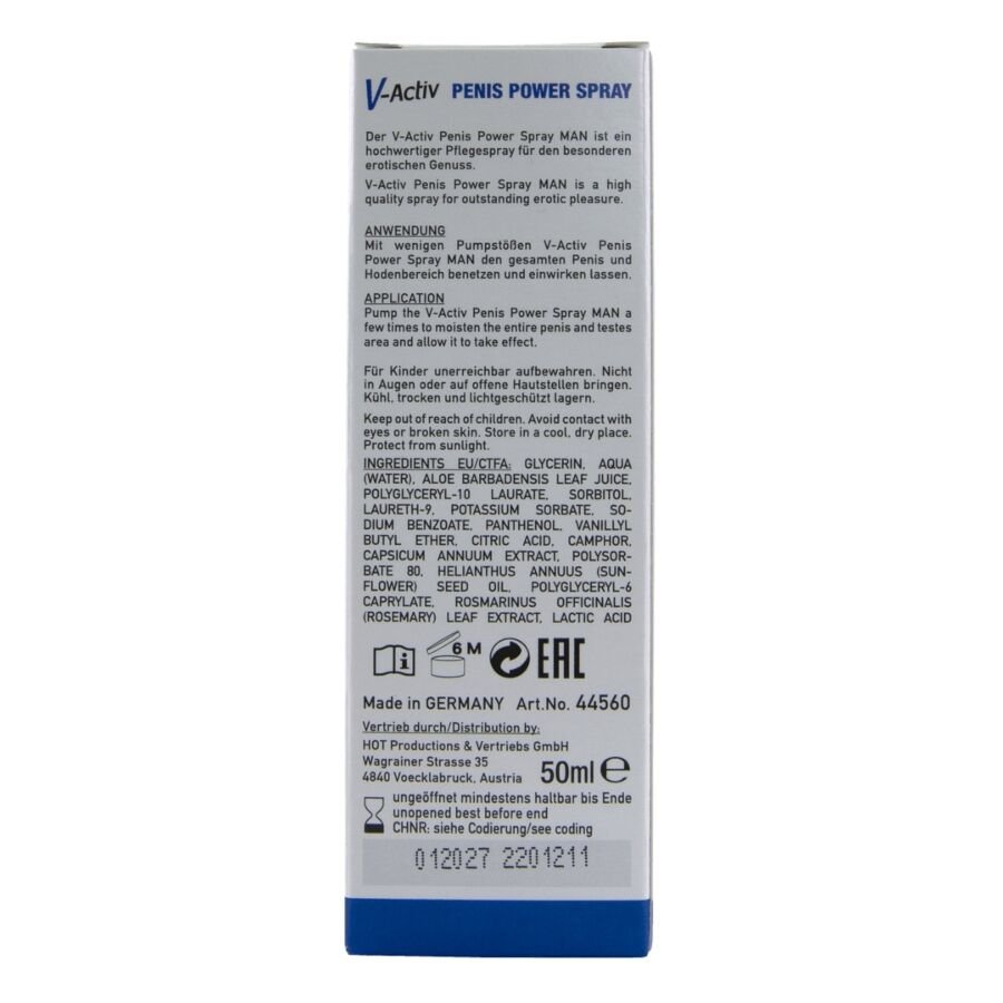 HOT - V-ACTIV PENIS POWER SPRAY PARA HOMBRE 50 ML - OMerotics