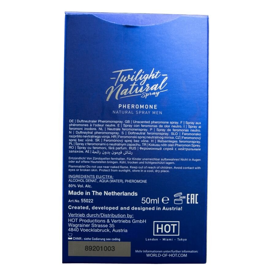 HOT - TWILIGHT SPRAY NATURAL CON FEROMONAS HOMBRE 50 ML - OMerotics