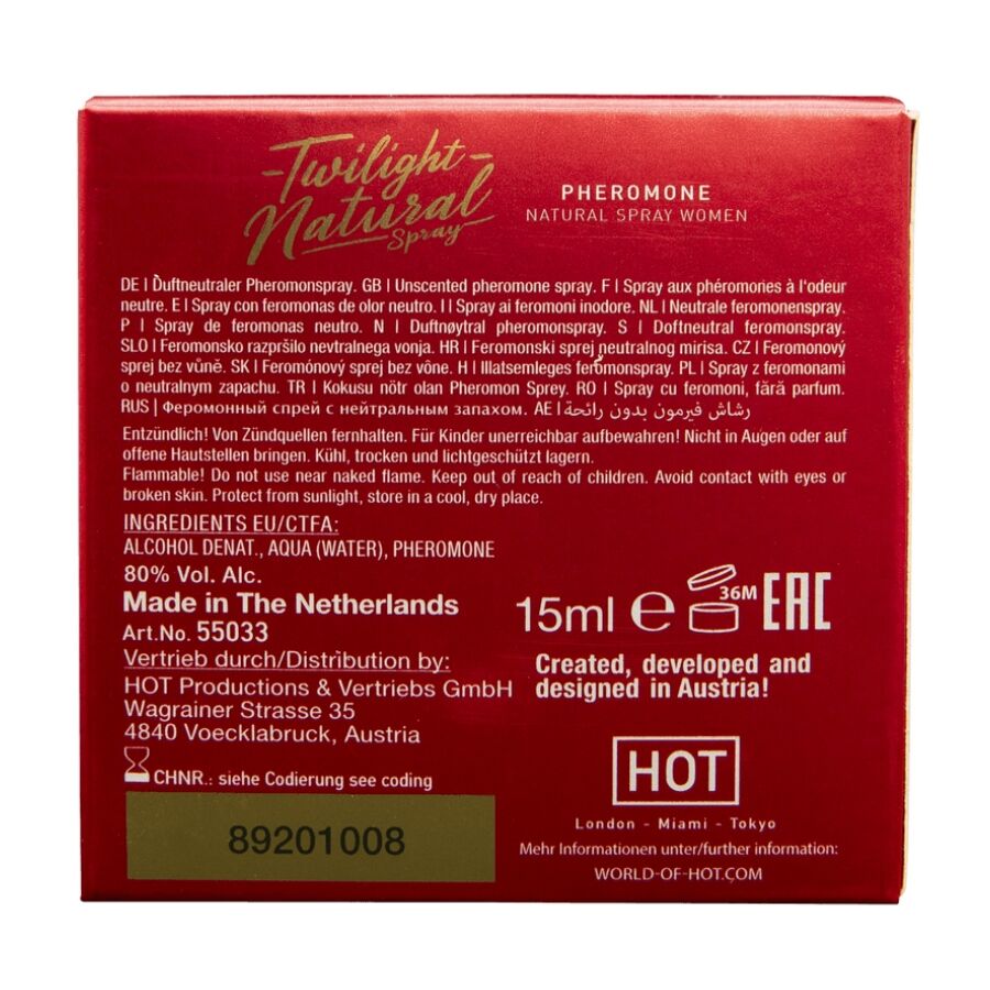 HOT - TWILIGHT NATURAL CON FEROMONAS MUJER 15 ML - OMerotics