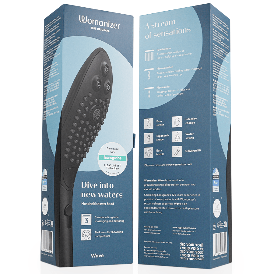 WOMANIZER - WAVE CABEZAL DE DUCHA ESTIMULADOR DE CLITORÍS NEGRO - OMerotics