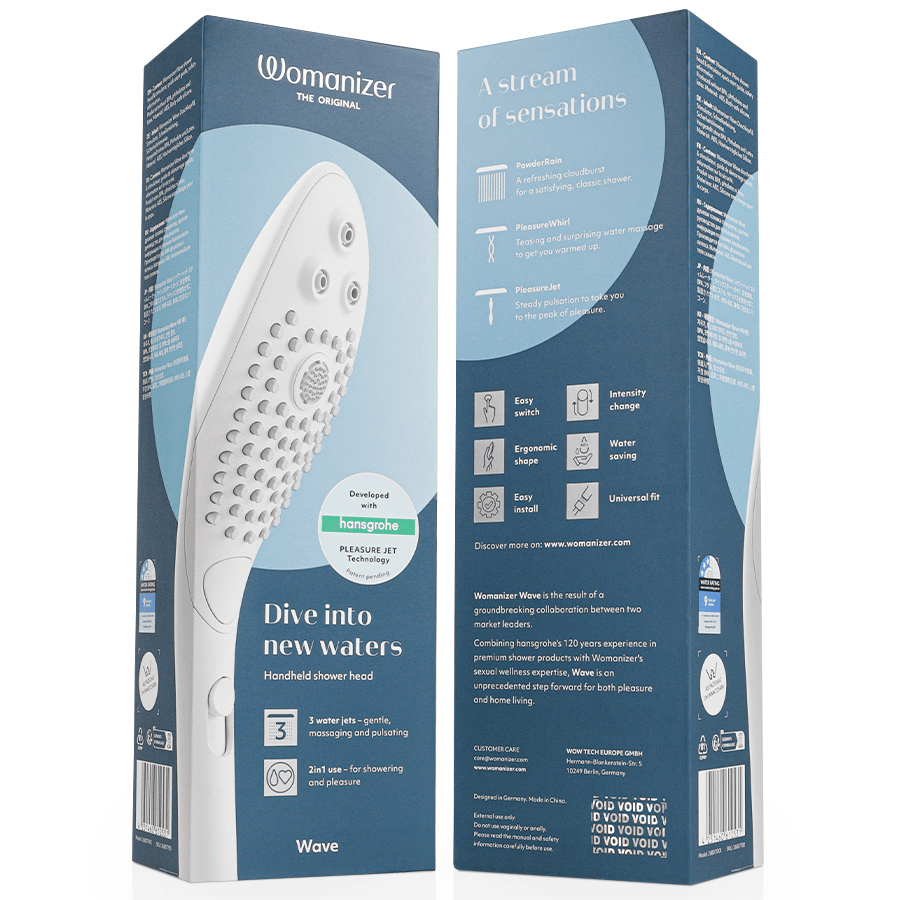 WOMANIZER - WAVE CABEZAL DE DUCHA ESTIMULADOR DE CLITORÍS BLANCO - OMerotics