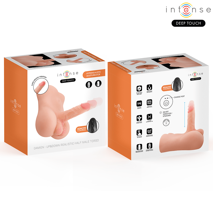 INTENSE DEEP TOUCH - DAMIEN TORSO CON DILDO REALÍSTICO CON EMPUJE Y VIBRACIÓN CONTROL REMOTO 3.5 KG - OMerotics