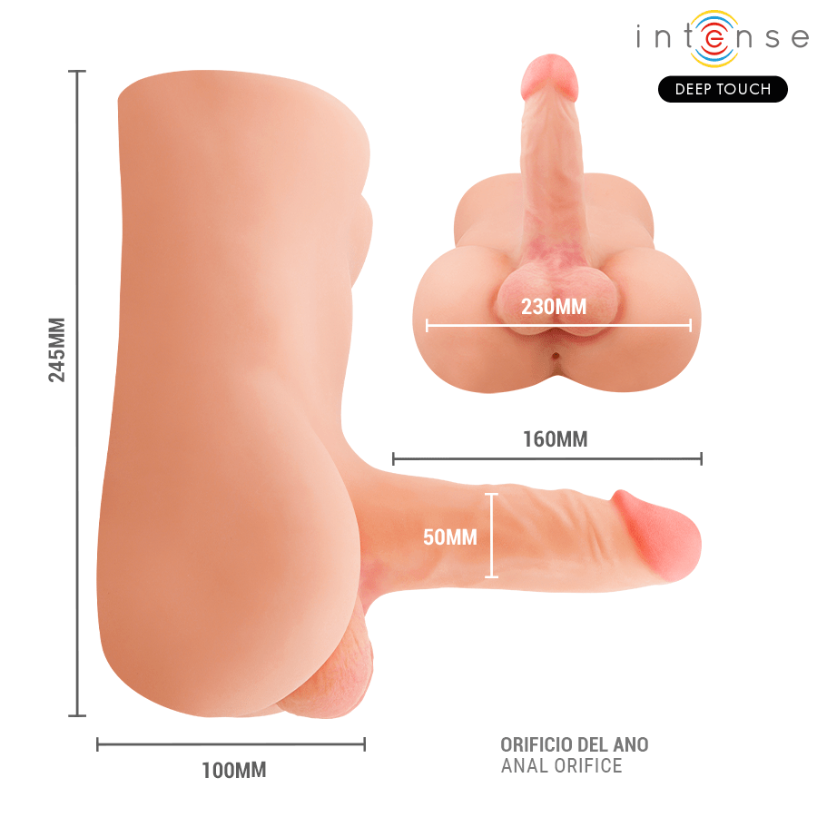 INTENSE DEEP TOUCH - DAMIEN TORSO CON DILDO REALÍSTICO CON EMPUJE Y VIBRACIÓN CONTROL REMOTO 3.5 KG - OMerotics