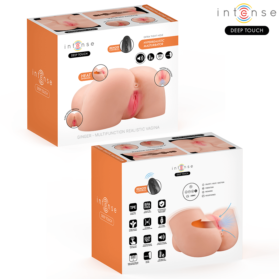 INTENSE DEEP TOUCH - GINGER MASTURBADOR VAGINA CON EFECTO SUCCIÓN, CALOR, VIBRACIÓN Y VOZ CON CONTROL REMOTO 5.3 KG - OMerotics