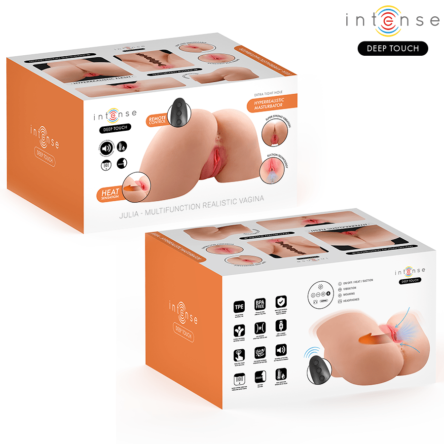 INTENSE DEEP TOUCH - JULIA MASTURBADOR VAGINA CON EFECTO SUCCIÓN, CALOR, VIBRACIÓN Y VOZ CON CONTROL REMOTO 9 KG - OMerotics