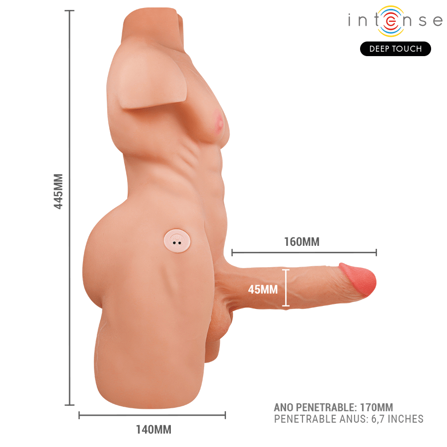 INTENSE DEEP TOUCH - MARTY TORSO CON ANO Y DILDO REALÍSTICO CON EMPUJE Y VIBRACIÓN CONTROL REMOTO 6.2 KG - OMerotics