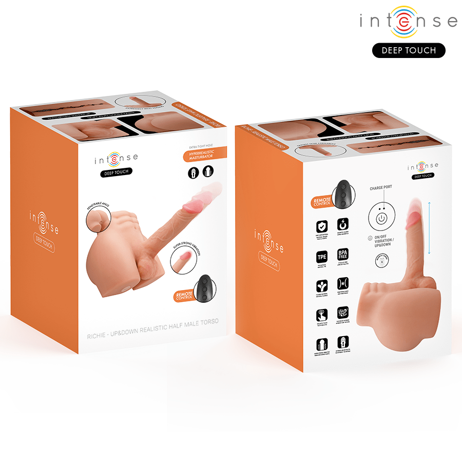 INTENSE DEEP TOUCH - RICHIE TORSO CON ANO Y DILDO REALÍSTICO CON EMPUJE Y VIBRACIÓN CONTROL REMOTO 4.7 KG - OMerotics