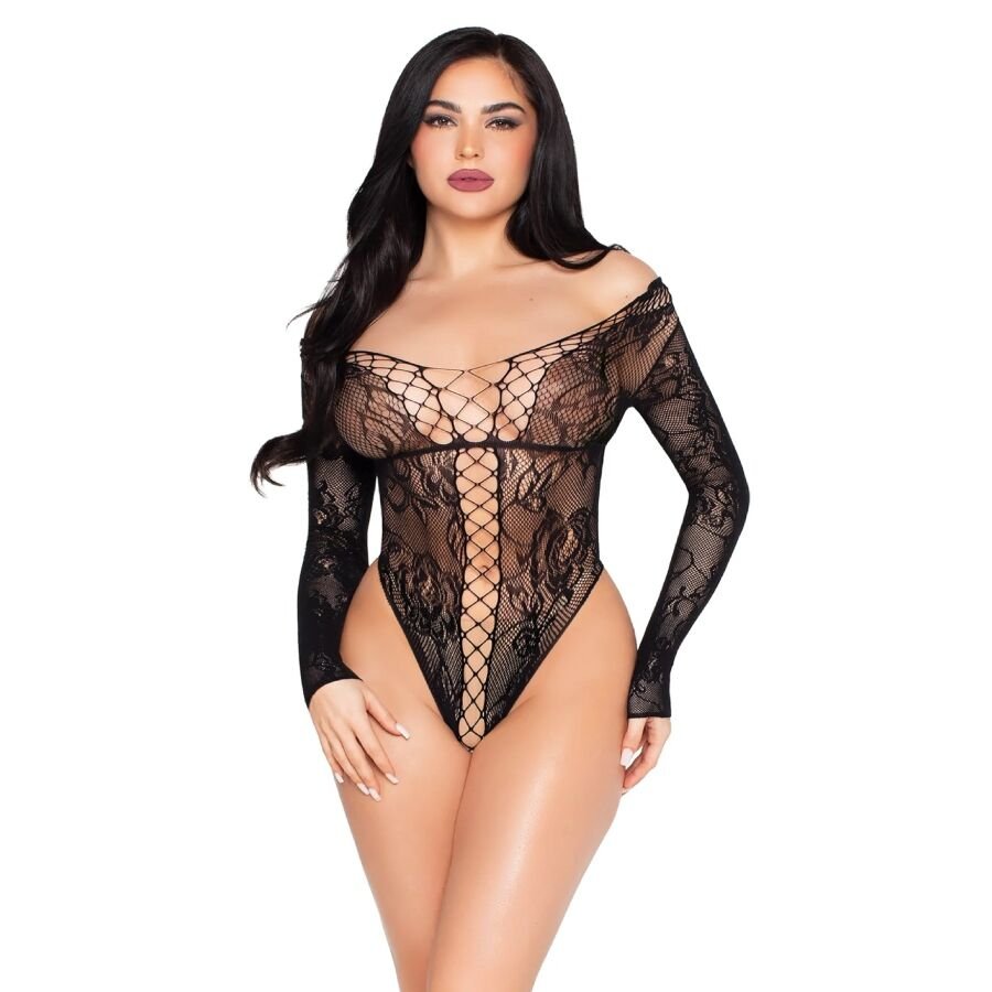 LEG AVENUE - 89370 TEDDY DE RED Y ENCAJE NEGRO - TALLA ÚNICA - OMerotics