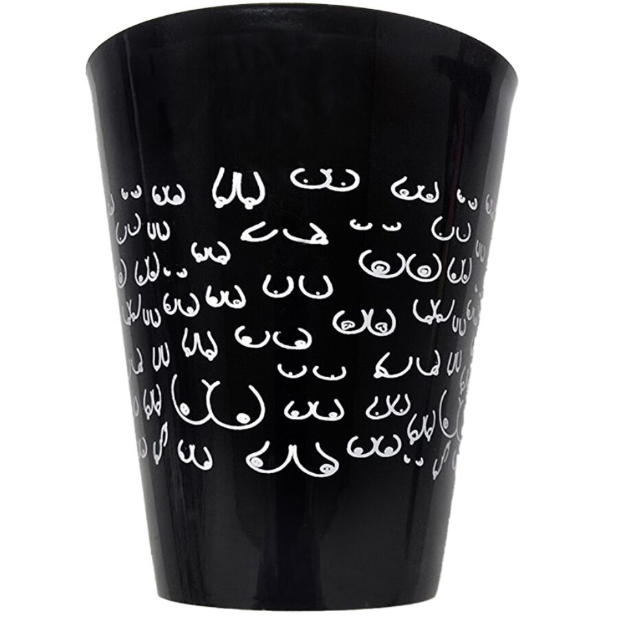 DIABLO PICANTE - VASO NEGRO 500 ML CON TETAS BLANCAS - OMerotics