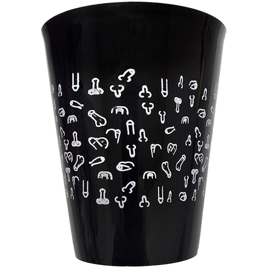 DIABLO PICANTE - VASO NEGRO 500 ML CON PENES BLANCOS - OMerotics