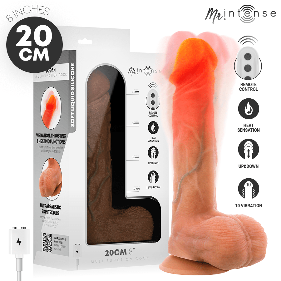MR INTENSE - LOGAN DILDO VIBRADOR CON EFECTO CALOR Y CONTROL REMOTO 20 CM -Ø- 4.1 CM - OMerotics