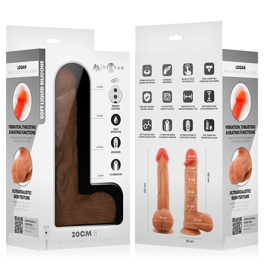 MR INTENSE - LOGAN DILDO VIBRADOR CON EFECTO CALOR Y CONTROL REMOTO 20 CM -Ø- 4.1 CM - OMerotics