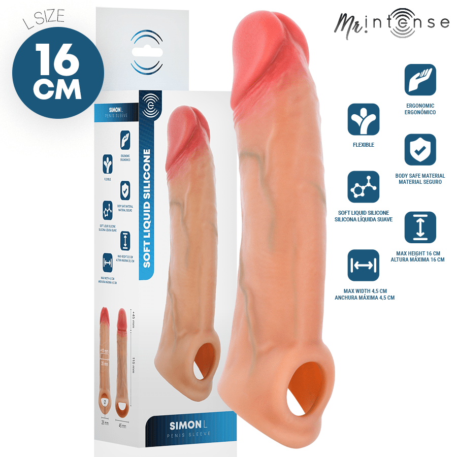 MR INTENSE - SIMON L FUNDA PARA PENE SILICONA 16 CM -Ø- 4.5 CM - OMerotics