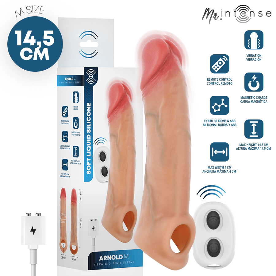 MR INTENSE - ARNOLD M VIBRADOR FUNDA PENE SILICONA CONTROL REMOTO 14.5 CM -Ø- 4 CM - OMerotics