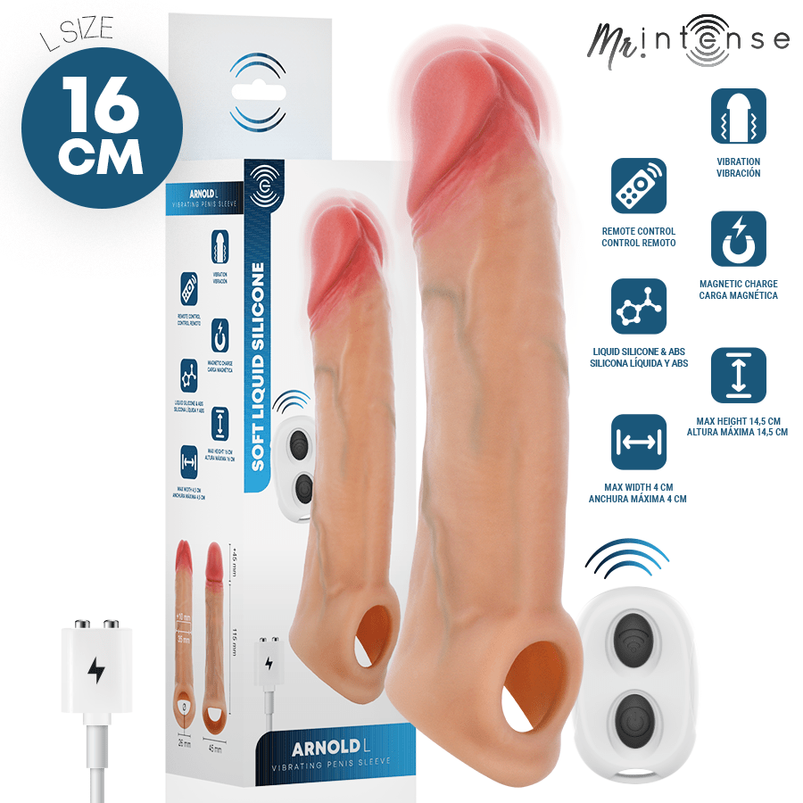 MR INTENSE - ARNOLD L VIBRADOR FUNDA PENE SILICONA CONTROL REMOTO 16 CM -Ø- 4.5 CM - OMerotics