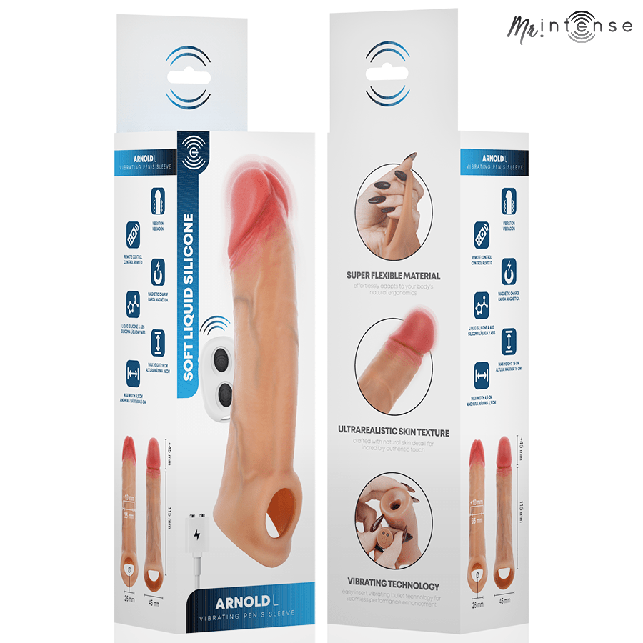 MR INTENSE - ARNOLD L VIBRADOR FUNDA PENE SILICONA CONTROL REMOTO 16 CM -Ø- 4.5 CM - OMerotics