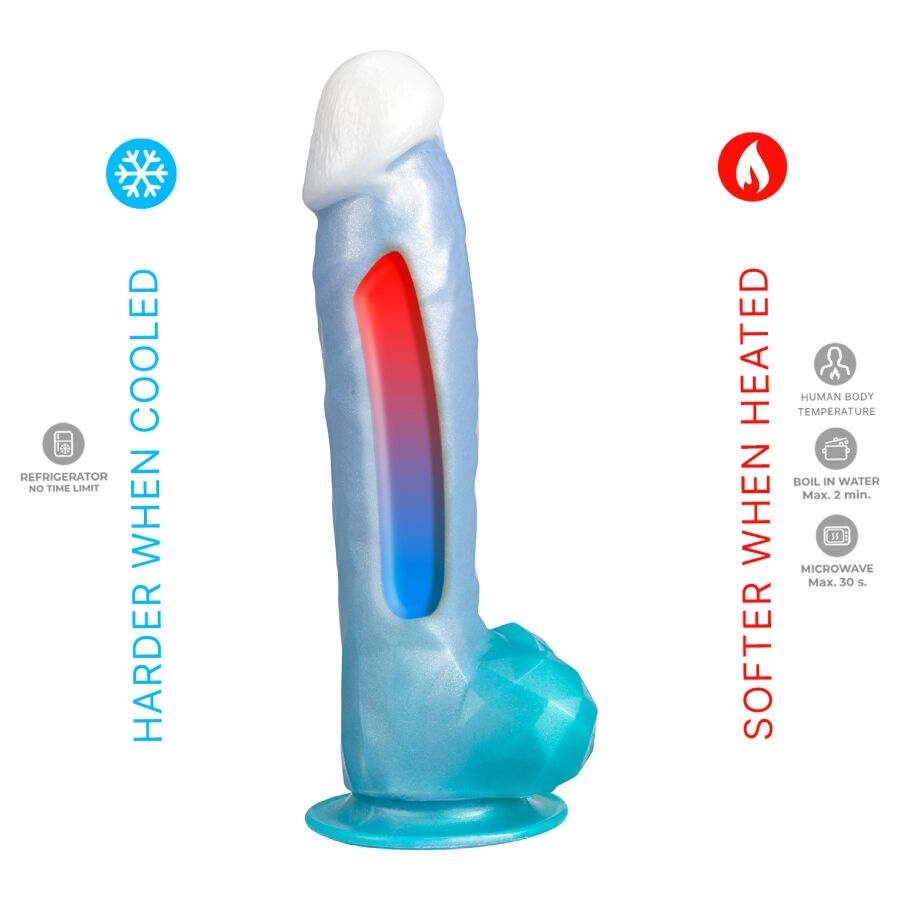 SILEXD - ANGEL DILDO FANTASY SILICONA LIQUIDA TERMOREACTIVO AZUL CELESTE 20.3 CM - OMerotics