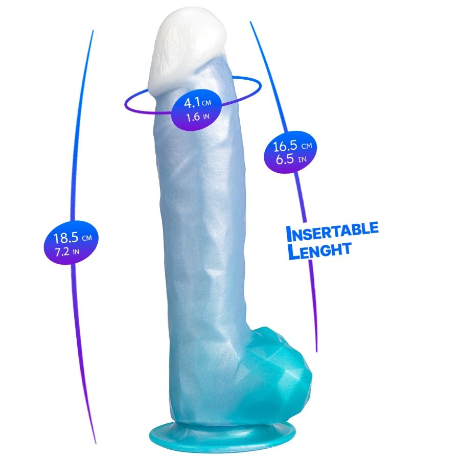 SILEXD - ANGEL DILDO FANTASY SILICONA LIQUIDA TERMOREACTIVO AZUL CELESTE 20.3 CM - OMerotics