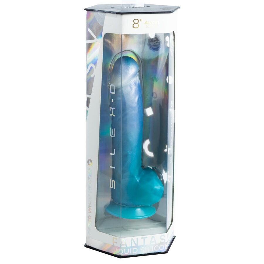 SILEXD - ANGEL DILDO FANTASY SILICONA LIQUIDA TERMOREACTIVO AZUL CELESTE 20.3 CM - OMerotics