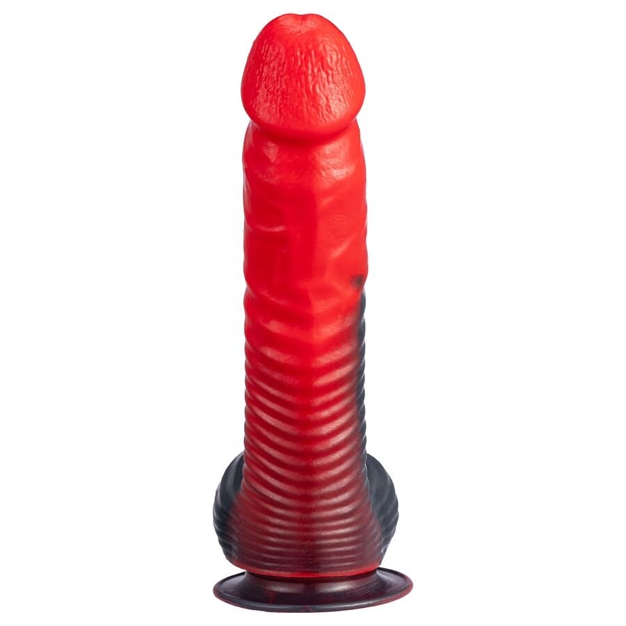 SILEXD - DEVIL DILDO FANTASY SILICONA LIQUIDA TERMOREACTIVO ROJO NEGRO 20.3 CM - OMerotics