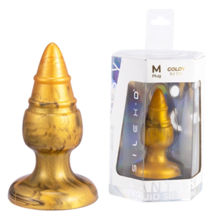 SILEXD - GOLDY PLUG ANAL FANTASY SILICONA LIQUIDA TERMOREACTIVO ORO 9.2 CM - OMerotics