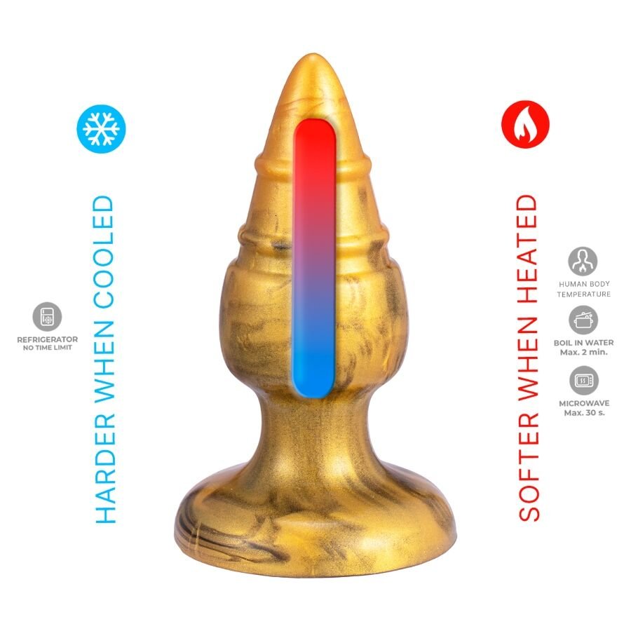 SILEXD - GOLDY PLUG ANAL FANTASY SILICONA LIQUIDA TERMOREACTIVO ORO 9.2 CM - OMerotics