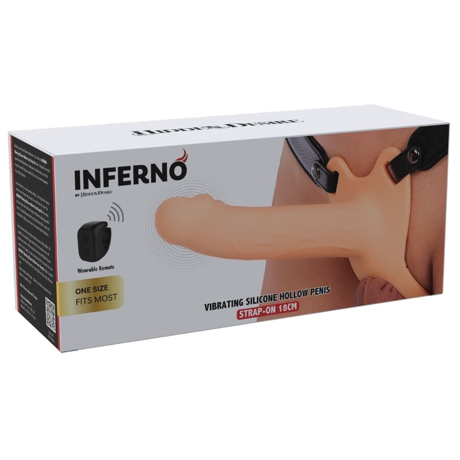 HIDDEN DESIRE - INFERNO STRAP-ON FUNDA PARA PENE CON VIBRACIÓN 18 CM - OMerotics