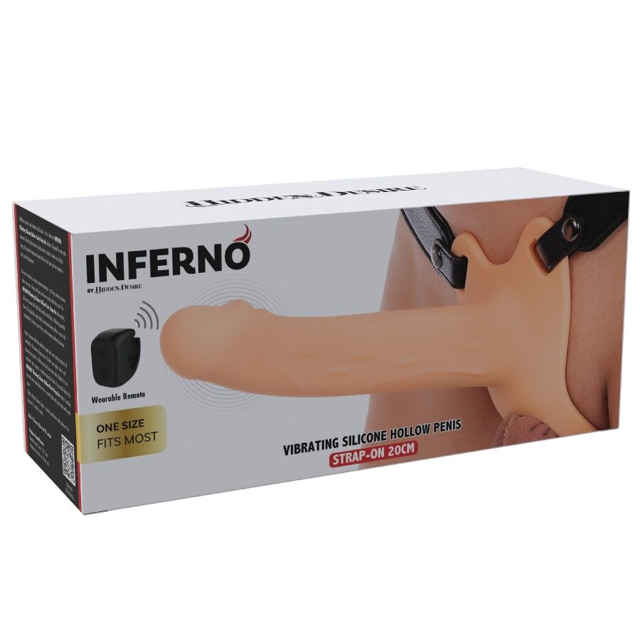 HIDDEN DESIRE - INFERNO STRAP-ON FUNDA PARA PENE CON VIBRACIÓN 20 CM - OMerotics