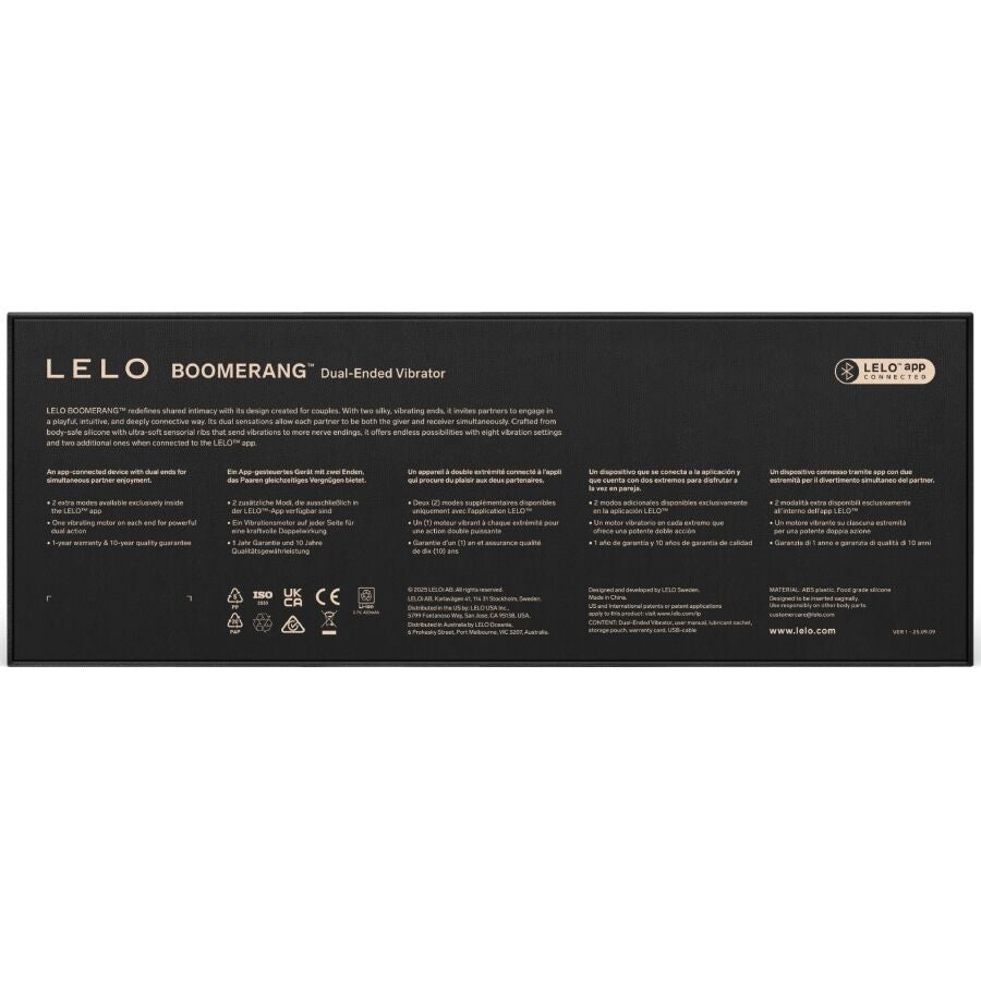 LELO - BOOMERANG VIBRADOR DE DOBLE EXTREMO ROJO CORAL - OMerotics