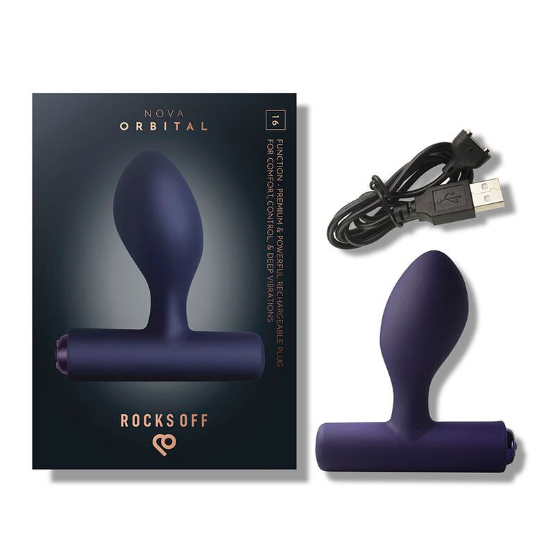 ROCKS-OFF - NOVA ORBITAL PREMIUM PLUG ANAL RECARGABLE 16 FUNCIONES AZUL - OMerotics