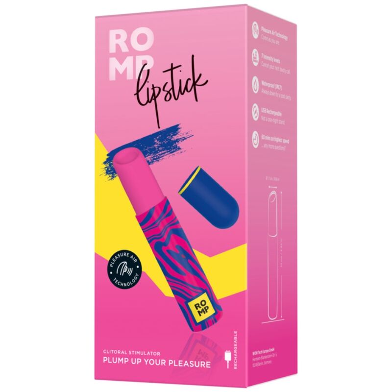 ROMP - LIPSTICK ESTIMULADOR DE CLÍTORIS PINTALABIOS 7 NIVELES - OMerotics