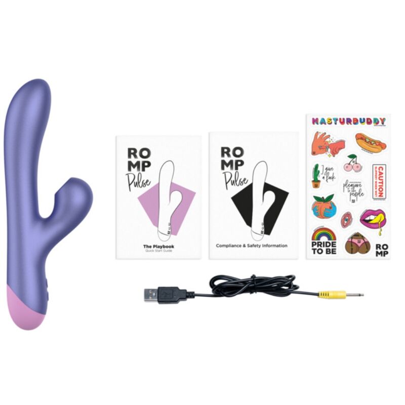 ROMP - PULSE VIBRADOR RABBIT DUAL PUNTO G AZUL ELÉCTRICO - OMerotics