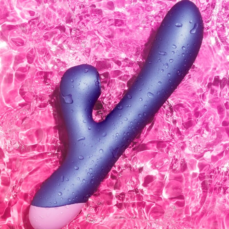 ROMP - PULSE VIBRADOR RABBIT DUAL PUNTO G AZUL ELÉCTRICO - OMerotics