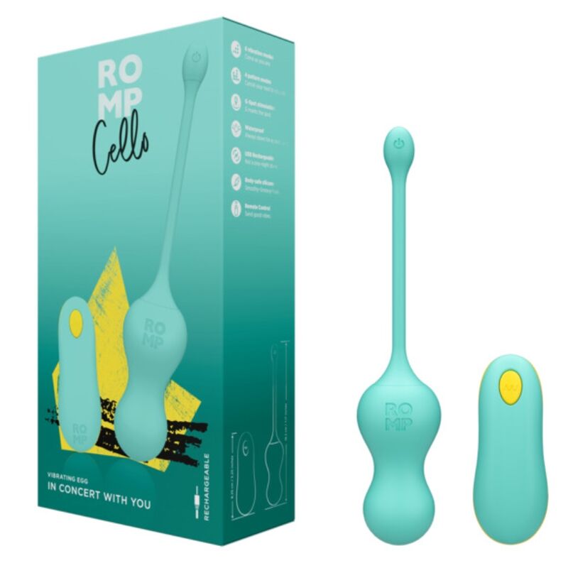 ROMP - CELLO HUEVO VIBRADOR MULTIFUNCIÓN TURQUESA CONTROL REMOTO - OMerotics