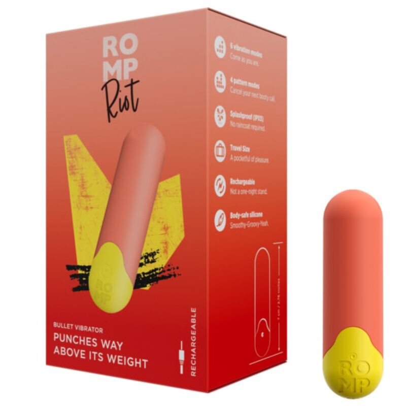 ROMP - RIOT BALA VIBRADORA MULTIFUNCIÓN NARANJA + AMARILLA - OMerotics