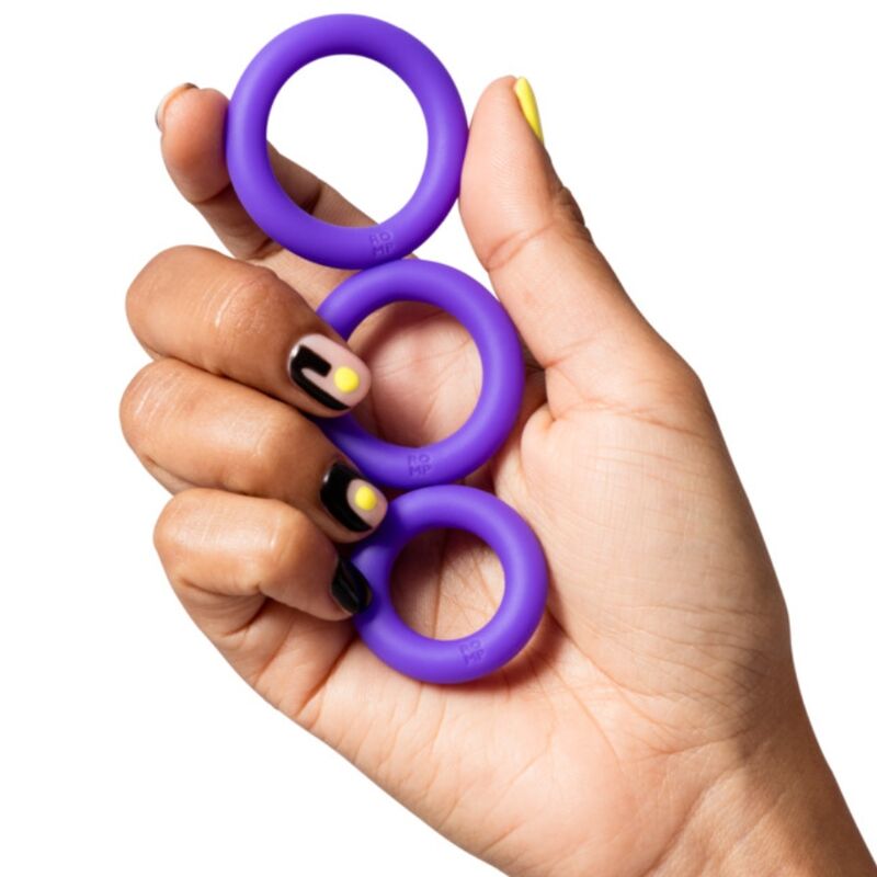 ROMP - REMIX TRIO SET DE 3 ANILLOS PARA PENE SILICONA MORADO - OMerotics