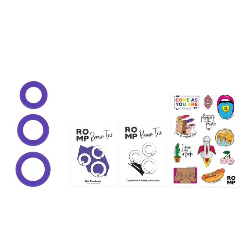 ROMP - REMIX TRIO SET DE 3 ANILLOS PARA PENE SILICONA MORADO - OMerotics